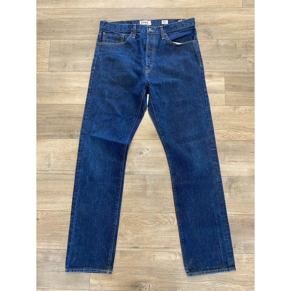 Cartel Blue Inc Mens 34X34 Denim Dark Blue Selvedge Button Fly Jeans